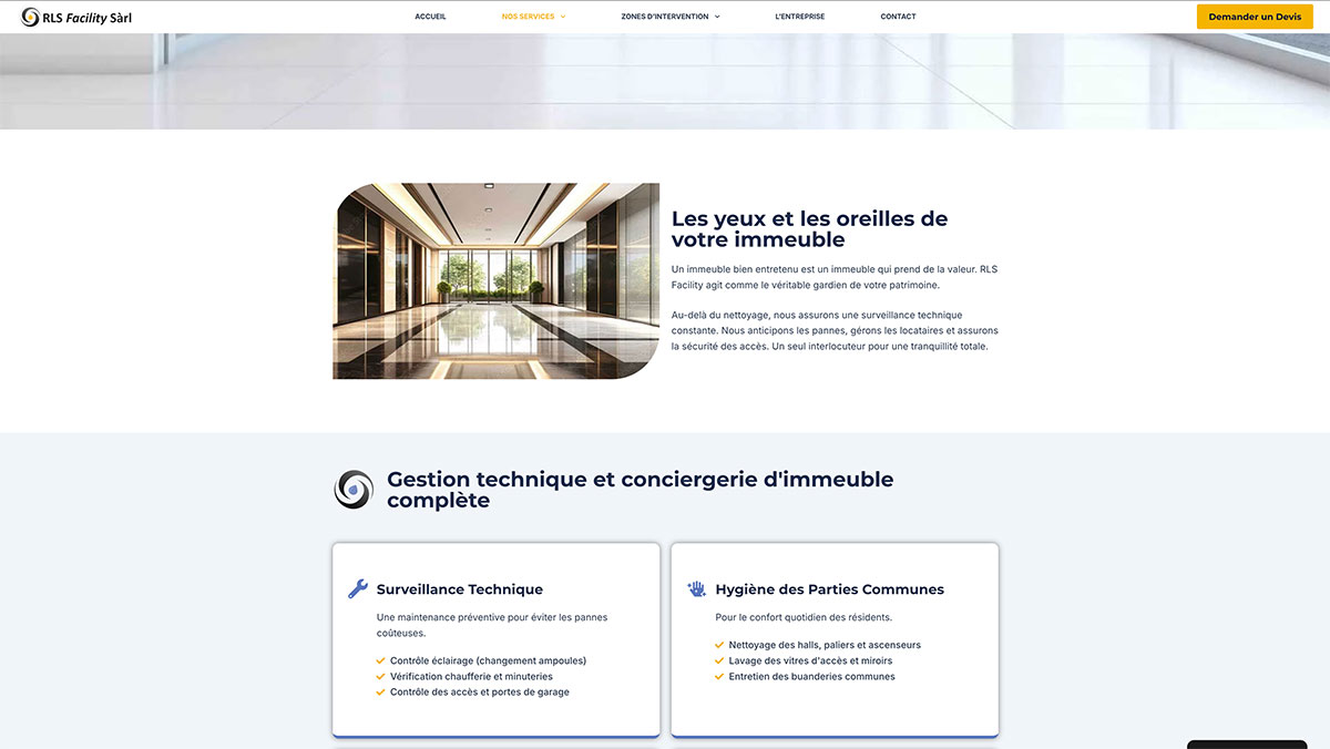 Site RLS Facility, page services