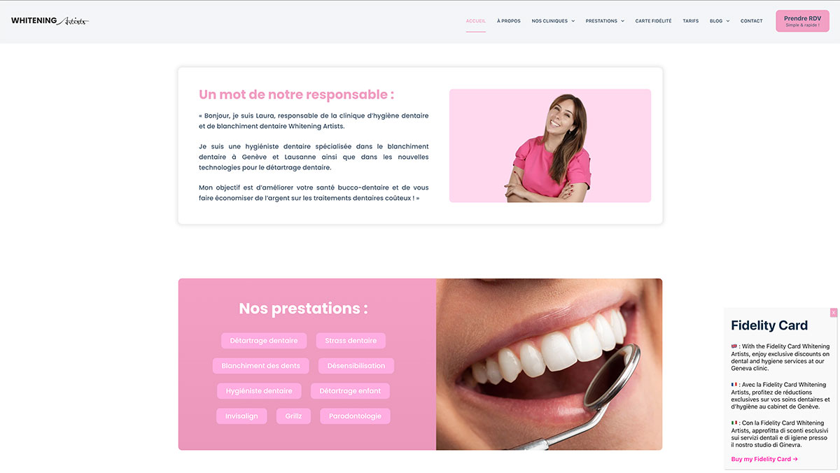 Site Whitening Artists, page à propos